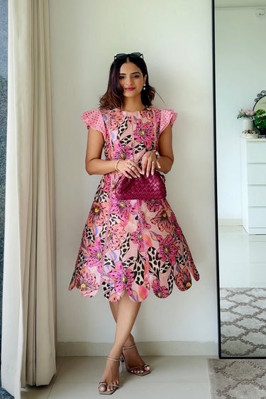 Mauli Patel in Orchid Scalloped Dress