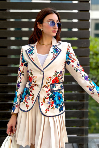 Simone Aqua Blazer with Skirt 2pc
