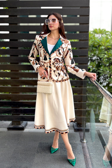 Simone Green Blazer with Skirt 2pc