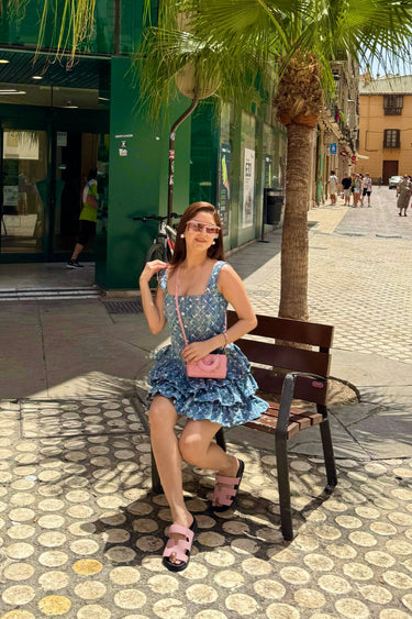 Aaina Khanna in Veloura Tiered Denim Dress