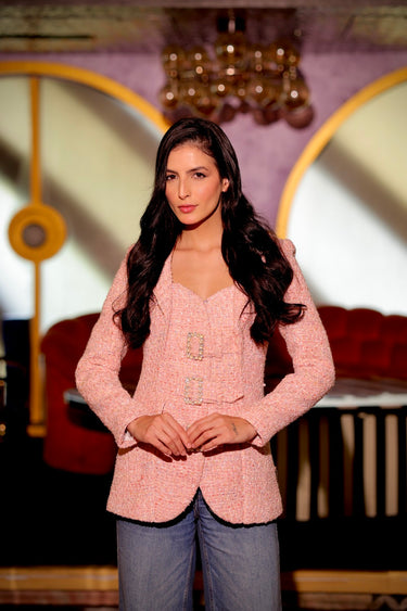 Rosette Pearl Tweed Blazer