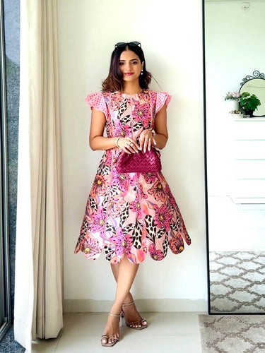 Mauli Patel in Orchid Scalloped Dress