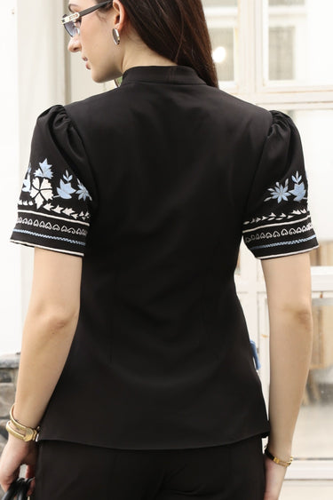 Ziva Embroided Black Coord Set