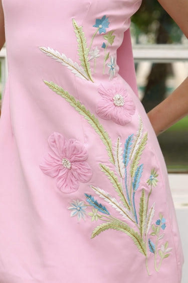 Florentina Embroidered Pink Dress