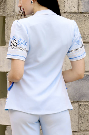 Ziva Embroided Blue Coord Set